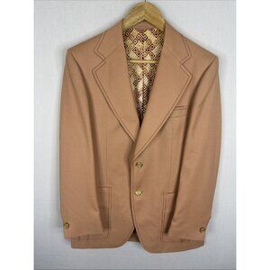 Vintage Shipley 70s Mod Wool Blazer Tan Peach Mens 38 Mod Lined Tailored Slim